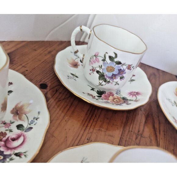Vintage Royal Crown Derby "Derby Posies" Demitasse Cups & Saucer set of 5 - Picture 14 of 16